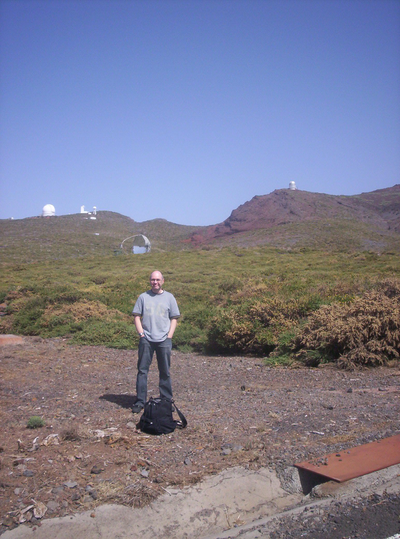 Rhys with some telescopes on La Palma