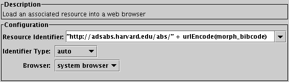 Configuration for View in Web Browser action