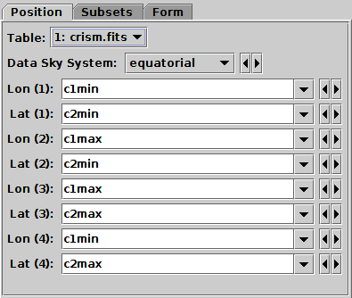 Position tab of Quad Position layer control,
             for Plane plot