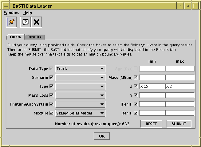 BaSTI load dialog query tab