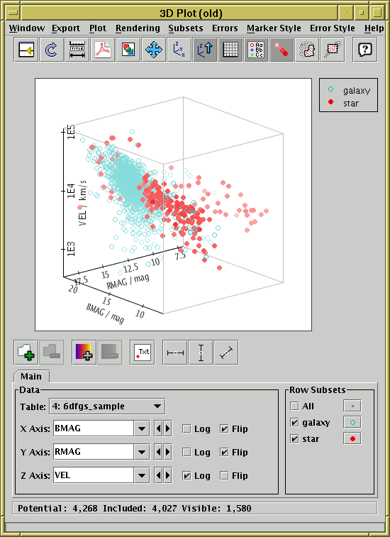 3D scatter plot window