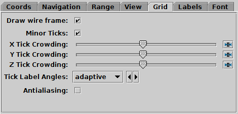 Grid tab of the cube Axes control