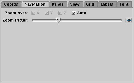 Navigation tab of the cube Axes control