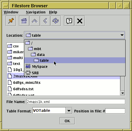 Filestore Browser window