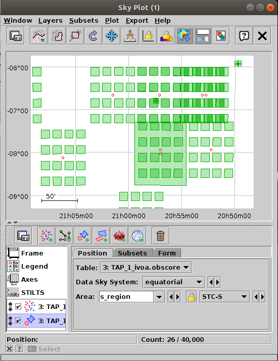 Sky Plot Window with an Area control