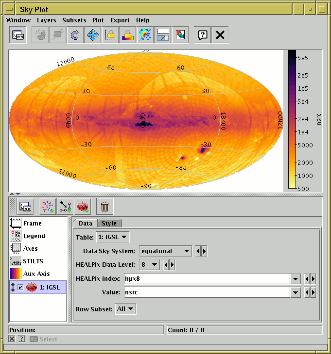 Sky Plot Window with a Healpix layer