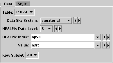 Healpix control Data tab