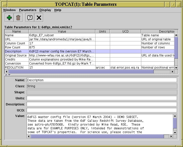 Parameter Window