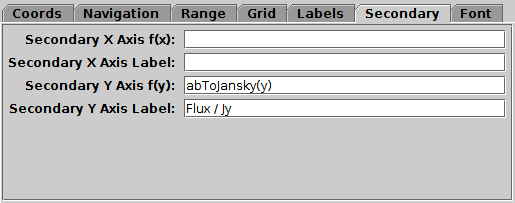 Secondary tab of plane Axes control