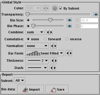 Histogram form configuration panel